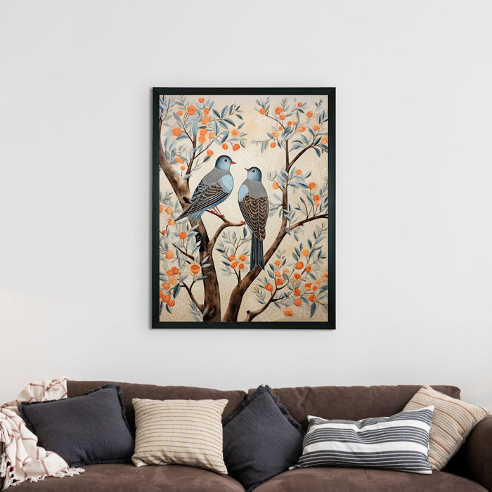 Two Pigeon Abstract Canvas: Artisan Wall Decor for Stylish Homes