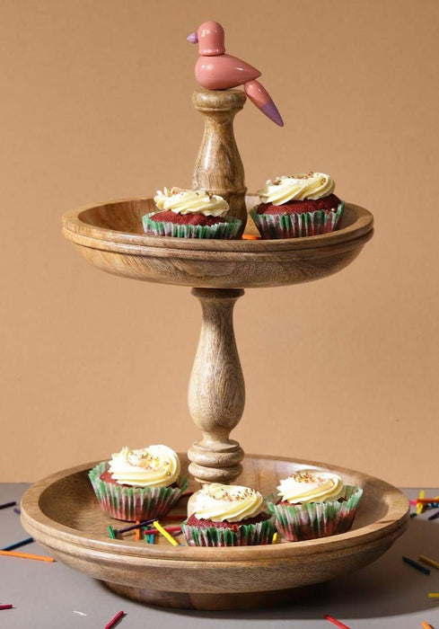 Two Tier Cake Stand With Butterfly