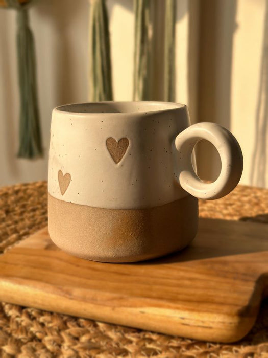 White Hearts Ceramic Coffee Mug - 450 ml