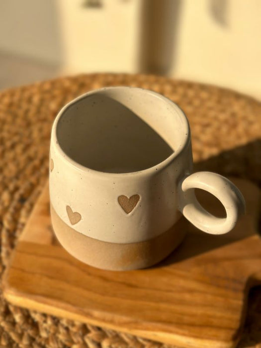 White Hearts Ceramic Coffee Mug - 450 ml