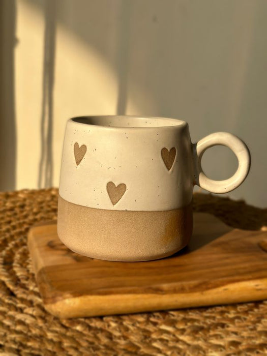 White Hearts Ceramic Coffee Mug - 450 ml