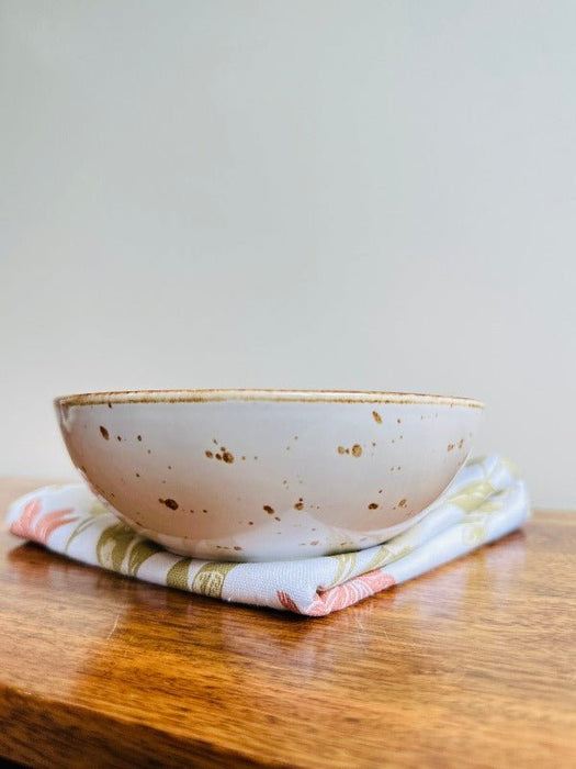 Ceramic White Sprinkled Breakfast Bowl