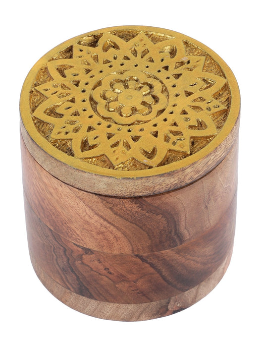 Wooden Block Hand Carved Storage Box-Small