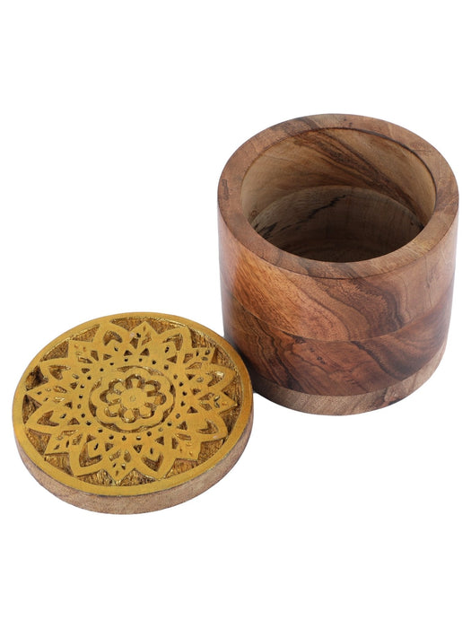 Wooden Block Hand Carved Storage Box-Small