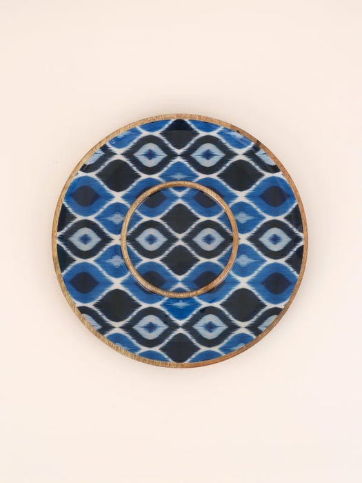 Wooden Enamel Round Chip & Dip Platter