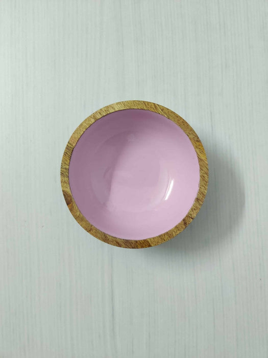 Wooden Enamel Serving Bowl Purple Design