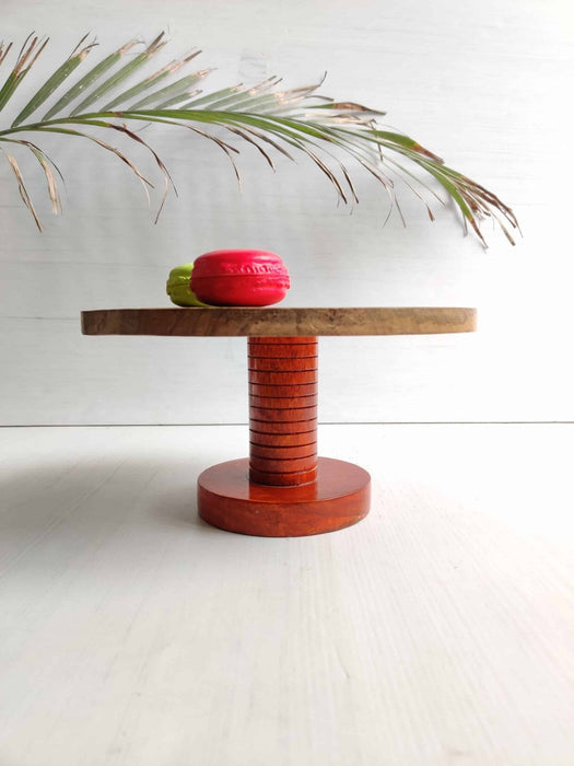 Wooden Handcrafted Cake Stand - Brown