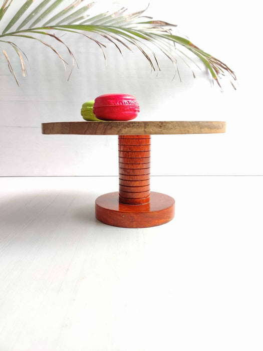 Wooden Handcrafted Cake Stand - Brown