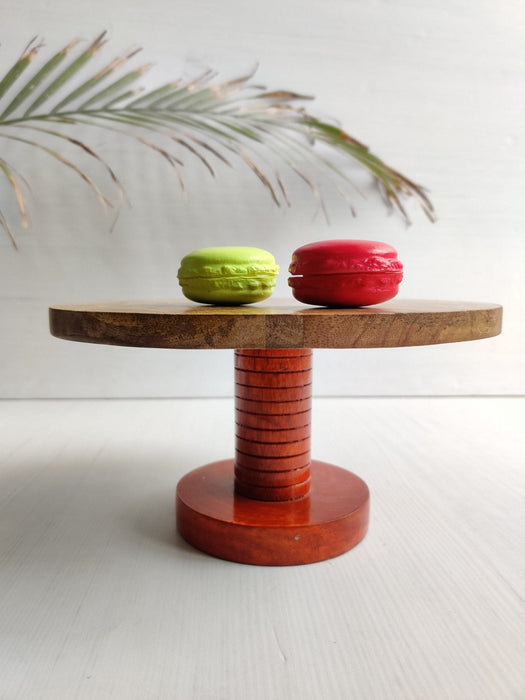 Wooden Handcrafted Cake Stand - Brown