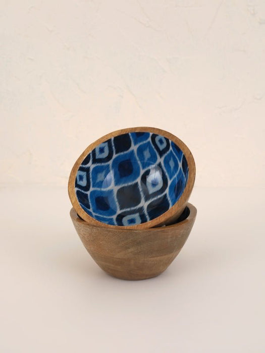 Wooden Ikat Print Enamel Bowl