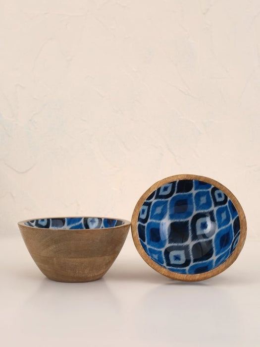 Wooden Ikat Print Enamel Bowl