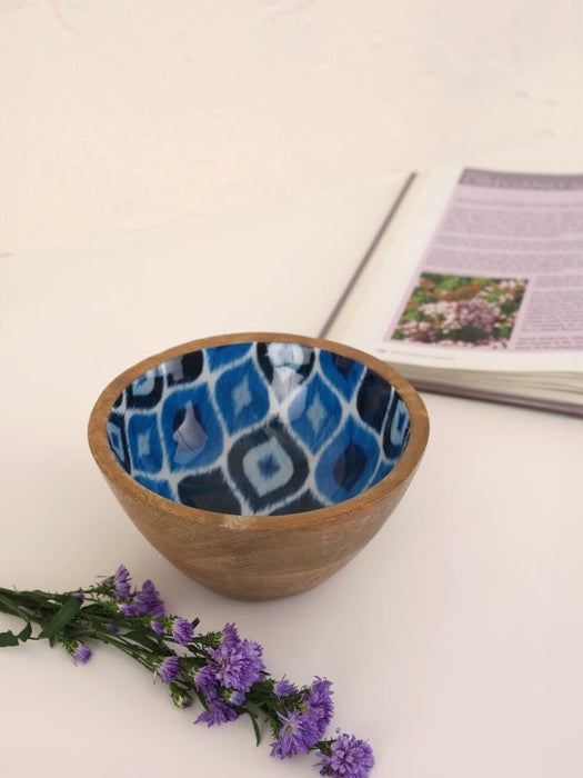 Wooden Ikat Print Enamel Bowl