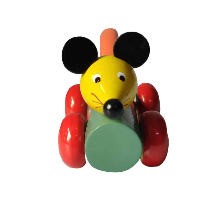 Wooden Mouse Pulling Toy With Wiggling Design