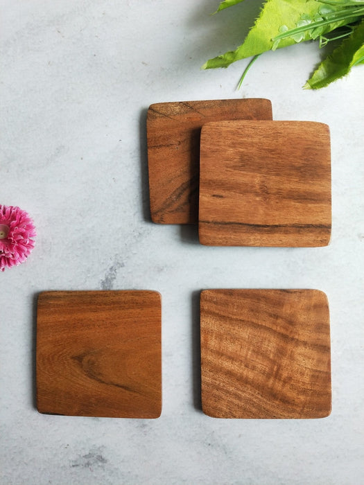 Wooden Squared Shaped Coasters Set Of 4