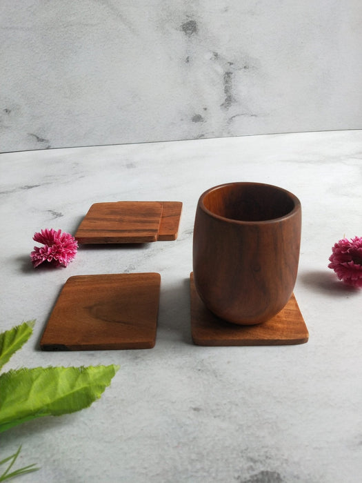 Wooden Squared Shaped Coasters Set Of 4