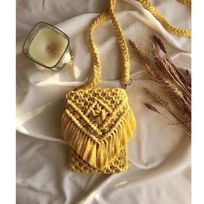 Macrame Yellow Mushy Mobile Sling Bag