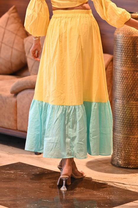 YELLOW MAXI TIER SKIRT