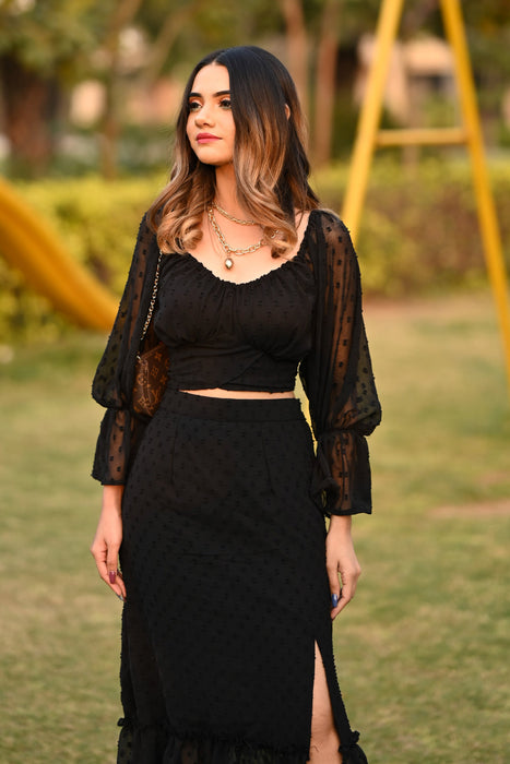 BLACK CURRENT SKIRT TOP CO-ORD SET